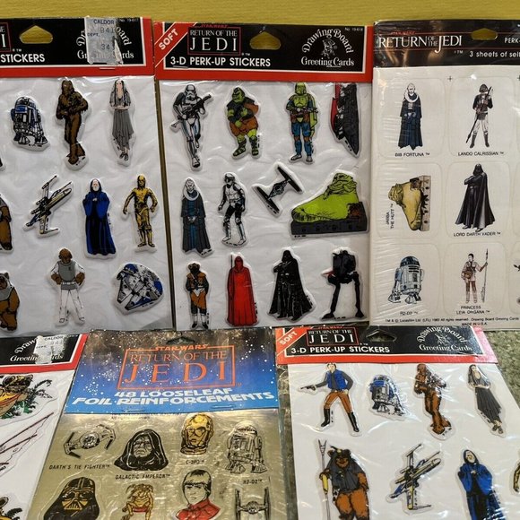 7 Sealed Star Wars RETURN OF JEDI 3-D PERK-UP STICKERS (1983) NEW! Foils, Ewoks! - Picture 2 of 3